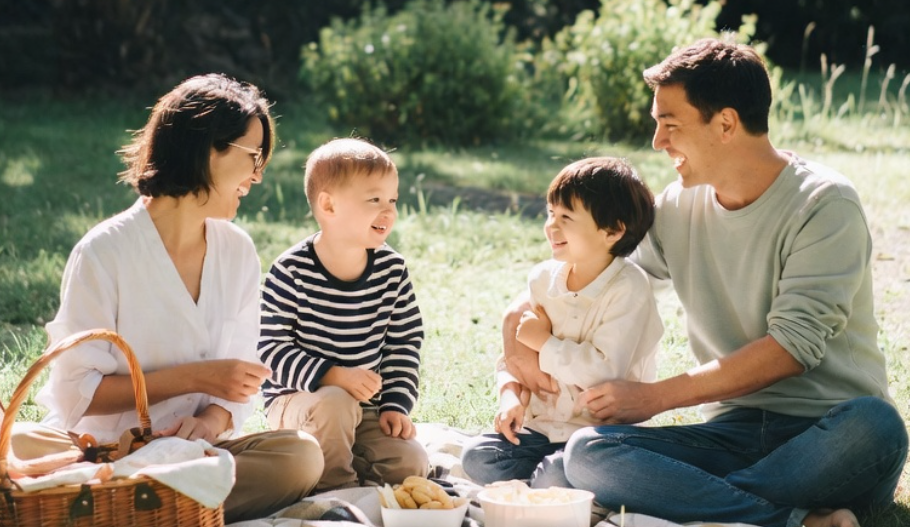 A family enjoying time together without phones, connecting with nature and each other