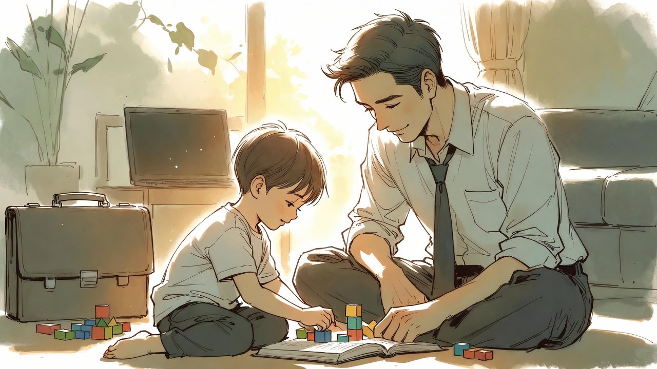 A parent and child sharing a quiet moment together, representing presence over productivity